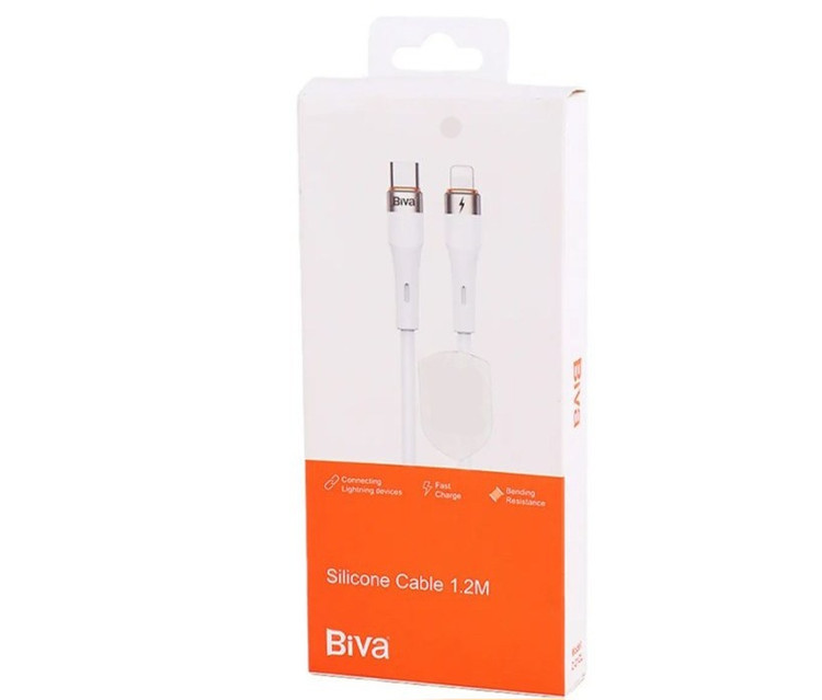 کابل شارژ تایپc به لایتنینگ تماما مس با روکش سیلیکون از برند Biva C-21CL اصلی