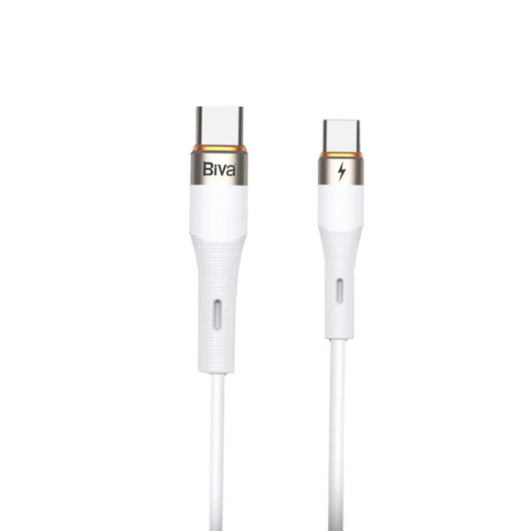 کابل شارژ فست ساپورت دو سر تایپCتماما مس با روکش سیلیکونی Biva c-21cc
